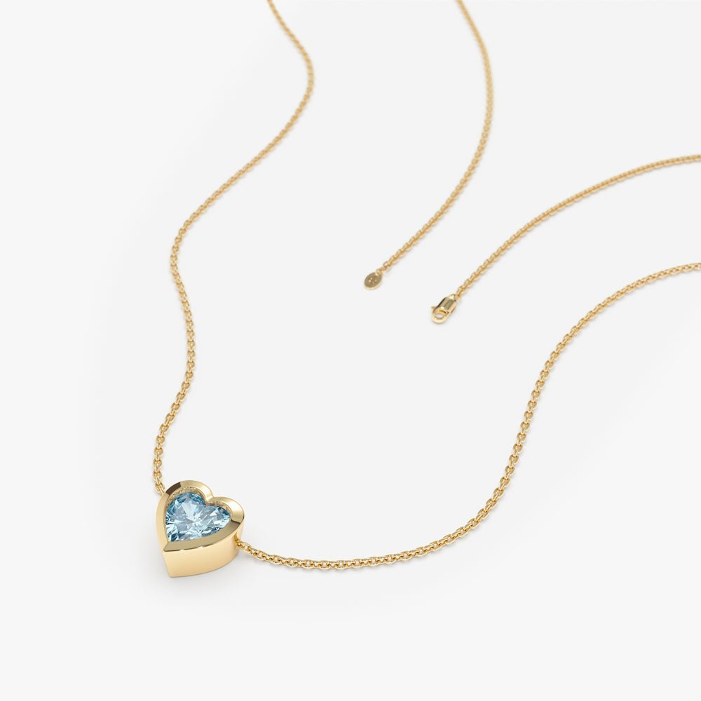 Aquamarine Heart Necklace