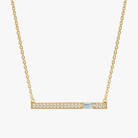 Aquamarine Natural Diamond Bar Necklace