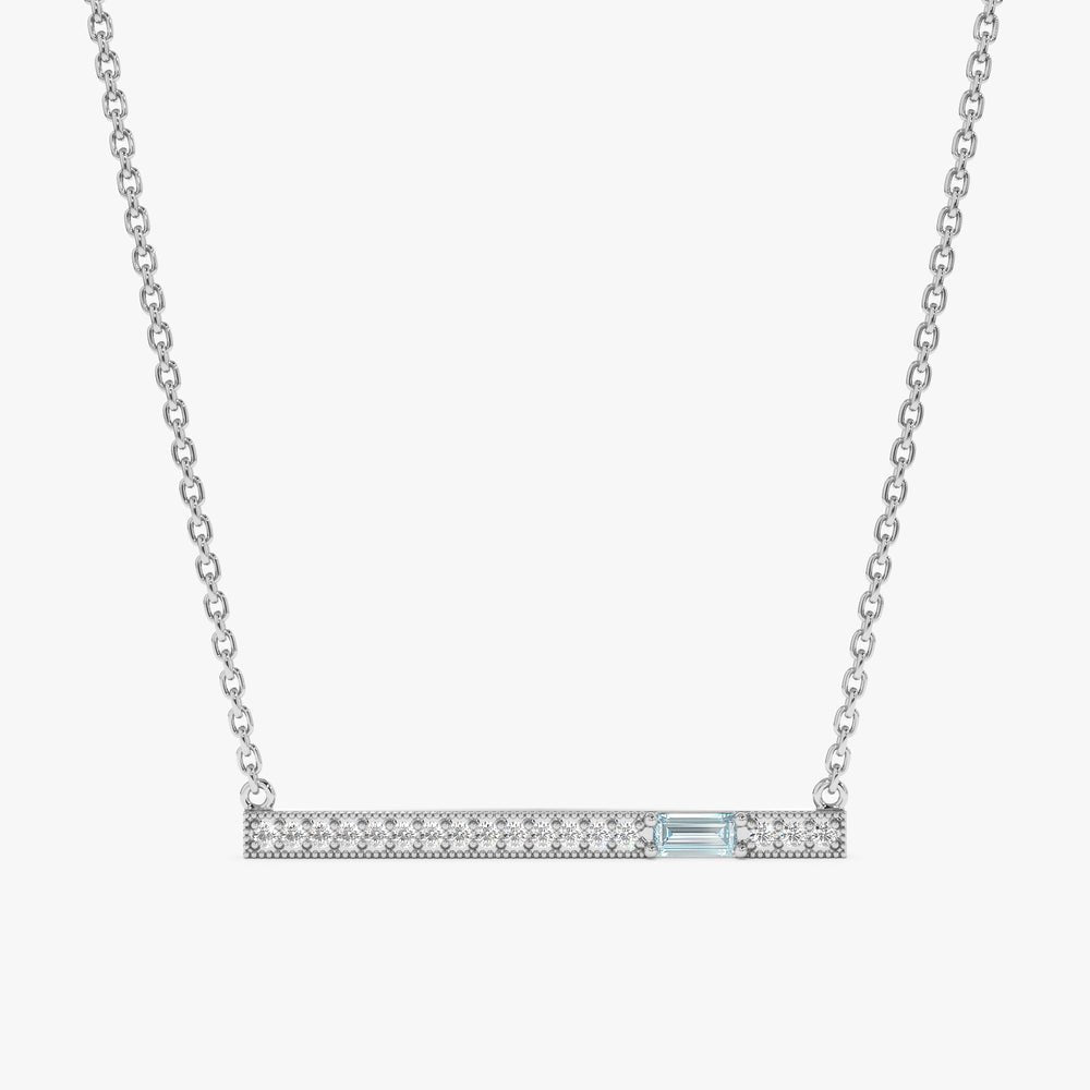 Aquamarine Natural Diamond Bar Necklace