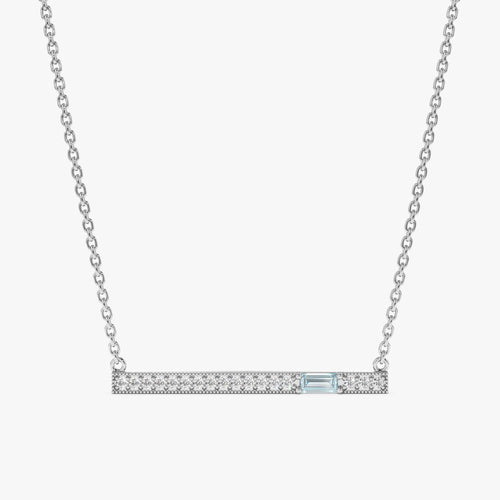 Aquamarine Natural Diamond Bar Necklace