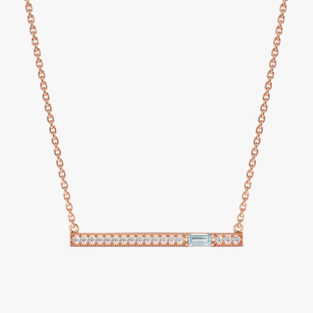 Aquamarine Natural Diamond Bar Necklace