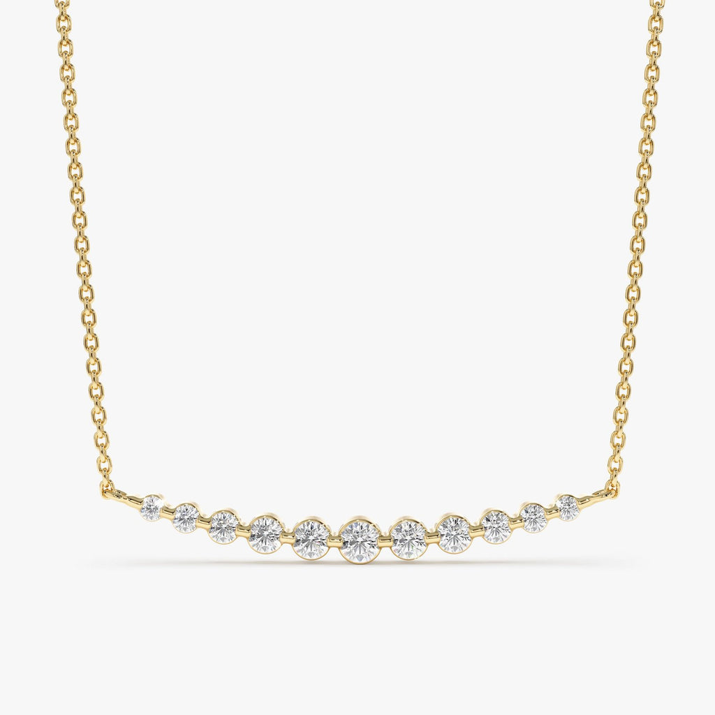 Ascending Curved Diamond Bar Necklace