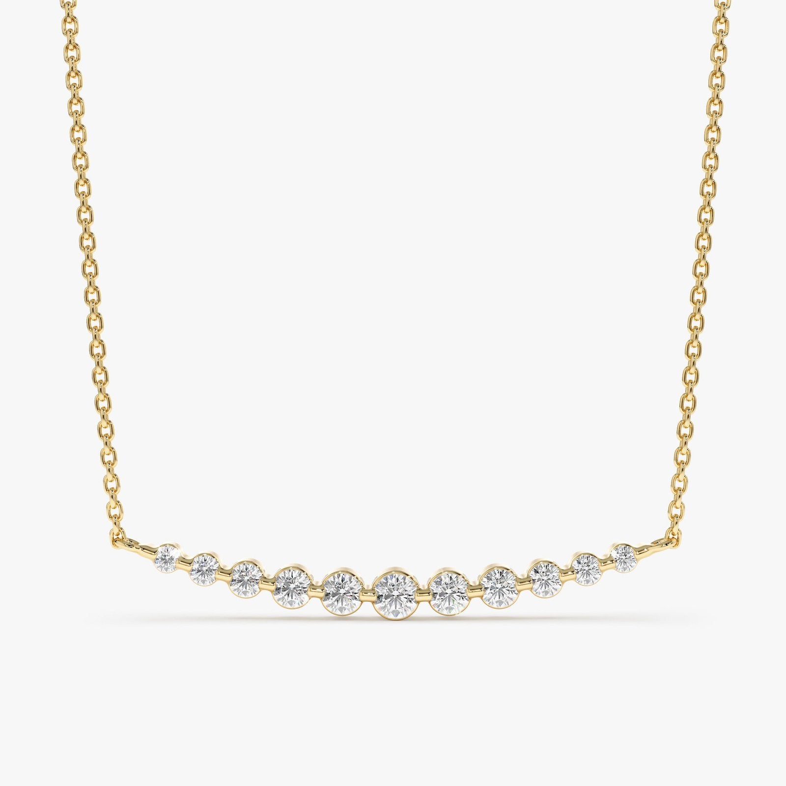 Ascending Curved Diamond Bar Necklace