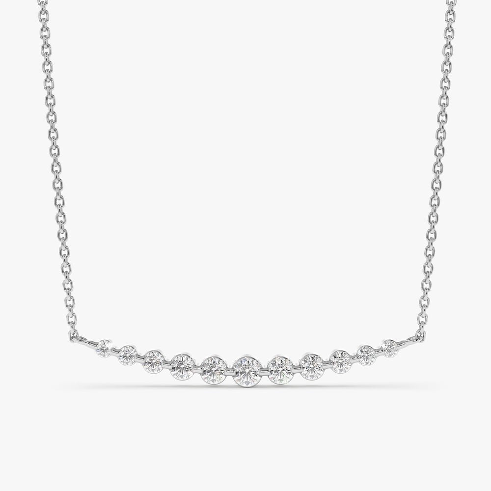 Ascending Curved Diamond Bar Necklace