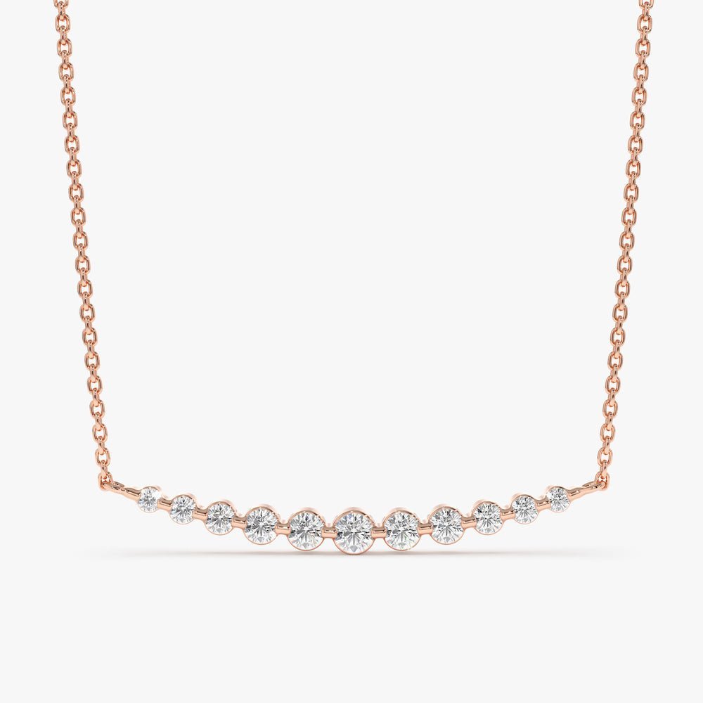 Ascending Curved Diamond Bar Necklace