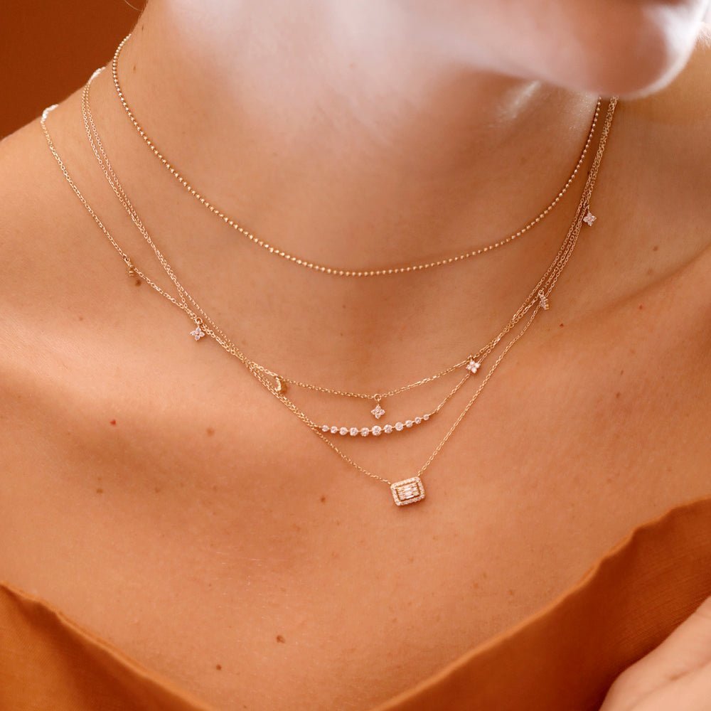 Ascending Curved Diamond Bar Necklace