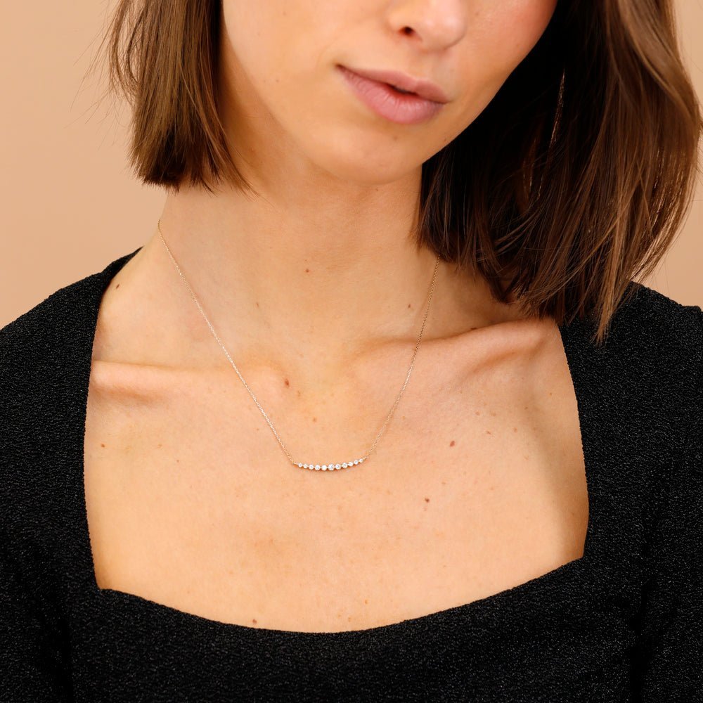 Ascending Curved Diamond Bar Necklace