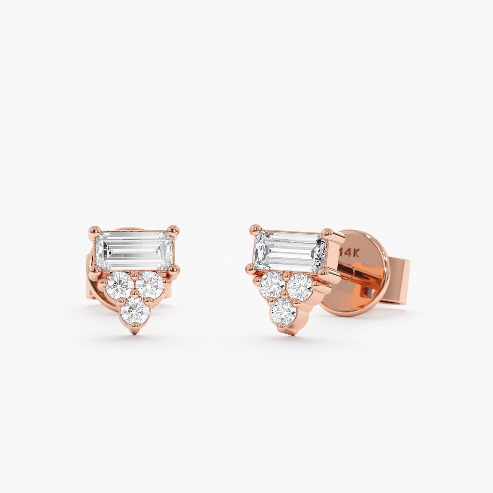 Baguette Accent Natural Diamond Studs