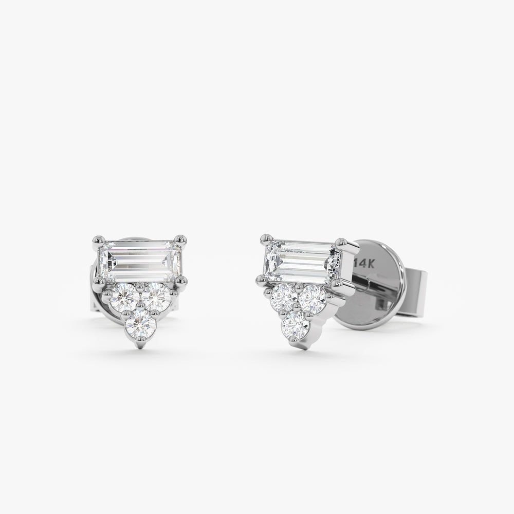 Baguette Accent Natural Diamond Studs
