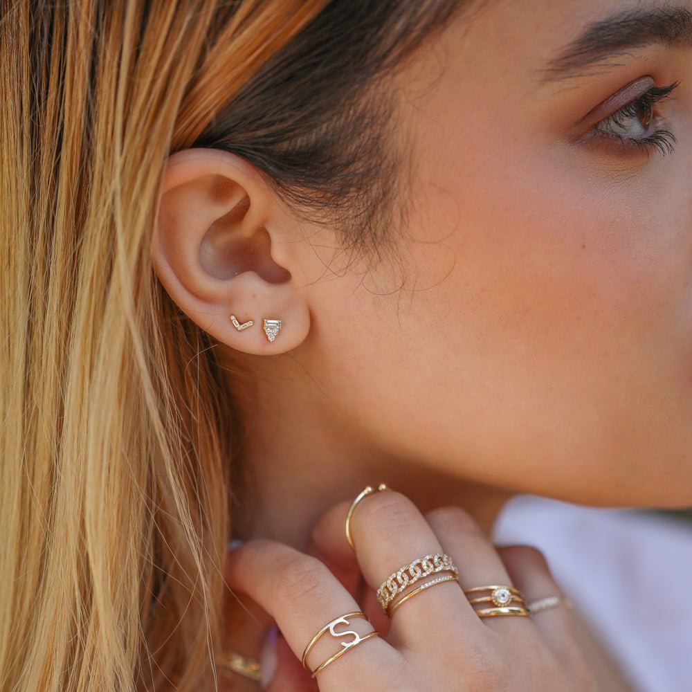 Baguette Accent Natural Diamond Studs