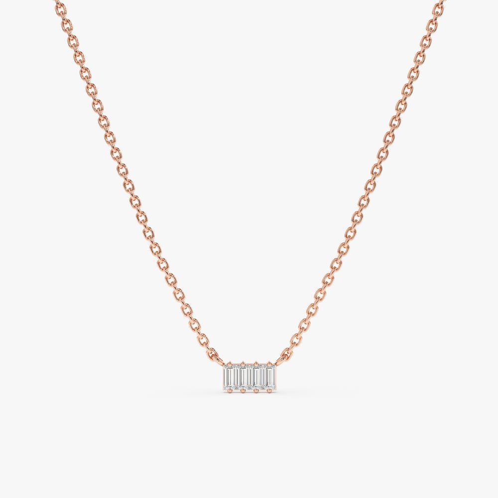 Baguette Natural Diamond Bar Necklace