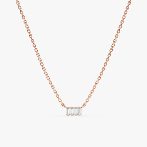 Baguette Natural Diamond Bar Necklace