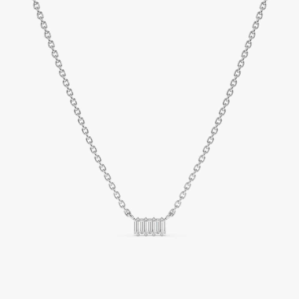 Baguette Natural Diamond Bar Necklace