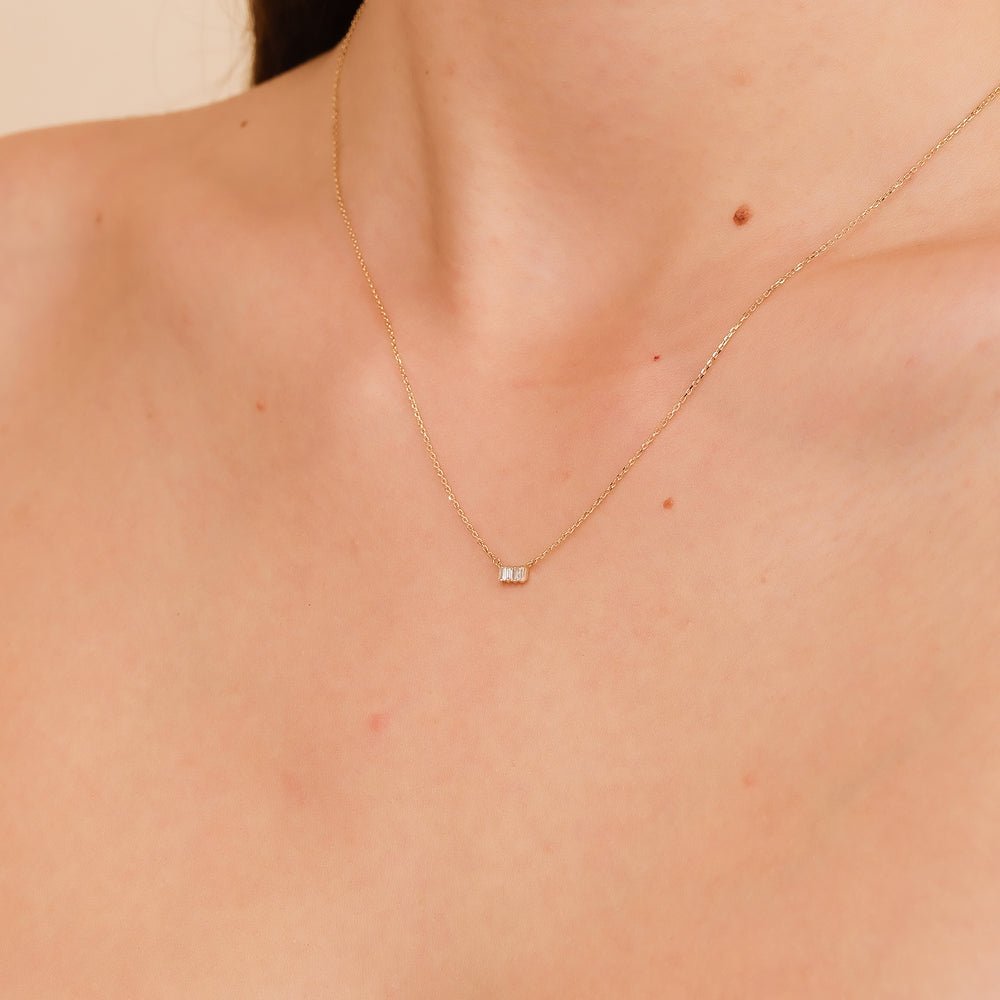 Baguette Natural Diamond Bar Necklace