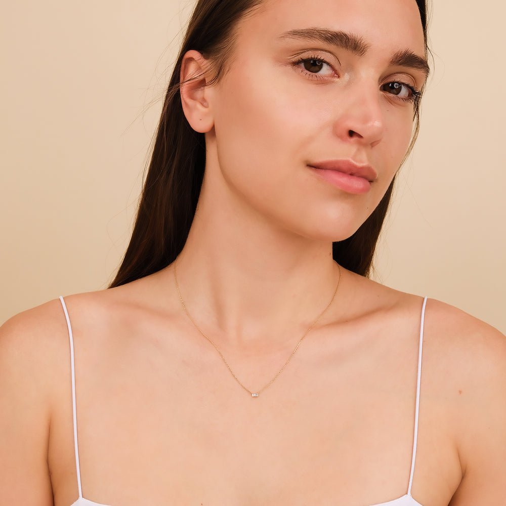 Baguette Natural Diamond Bar Necklace