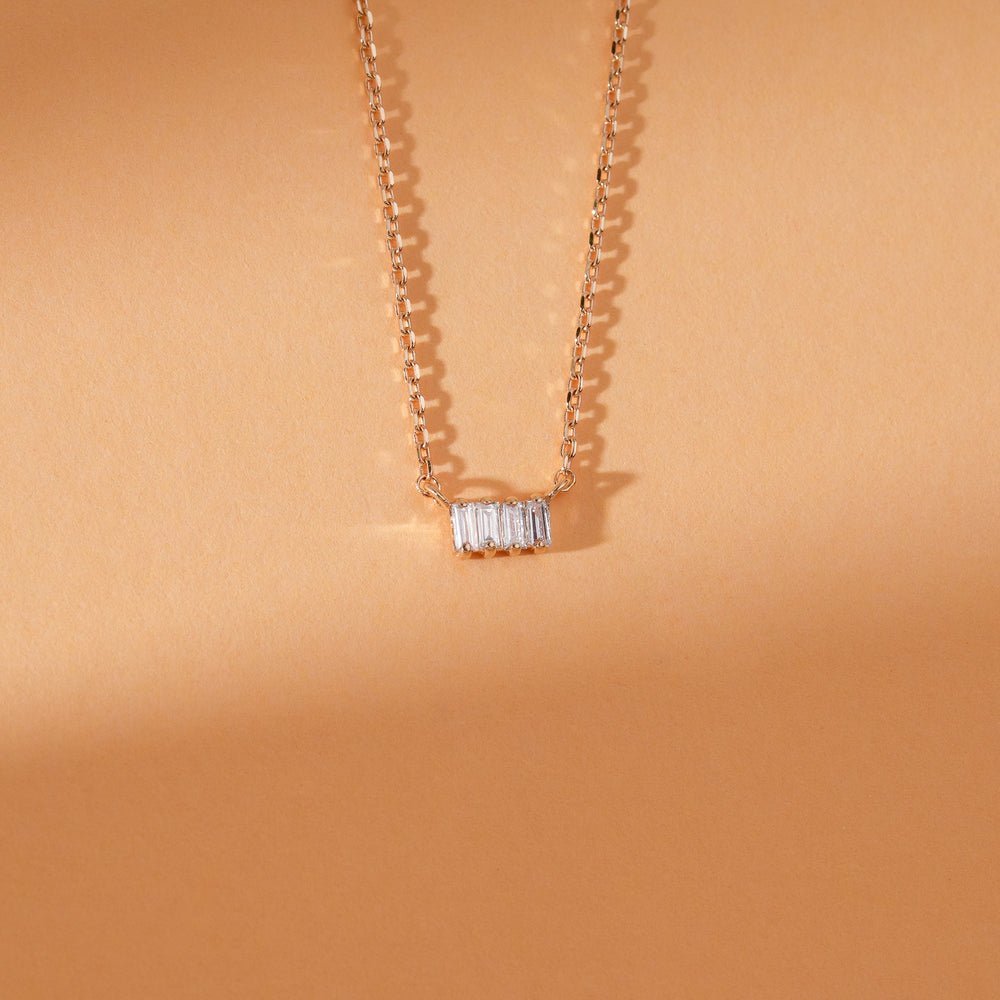 Baguette Natural Diamond Bar Necklace