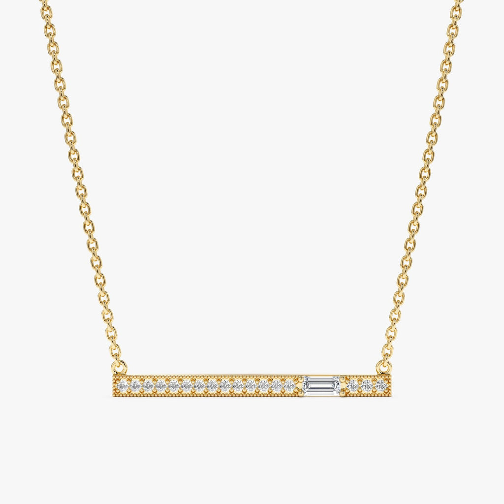 Baguette Natural Diamond Bar Necklace