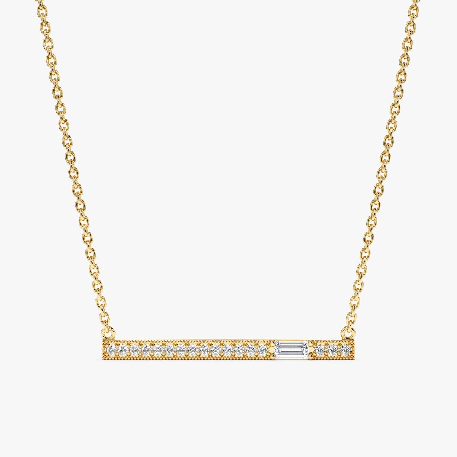 Baguette Natural Diamond Bar Necklace