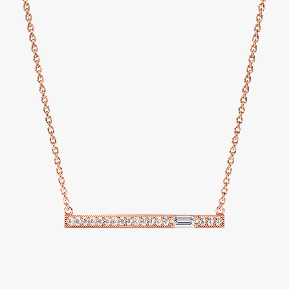 Baguette Natural Diamond Bar Necklace