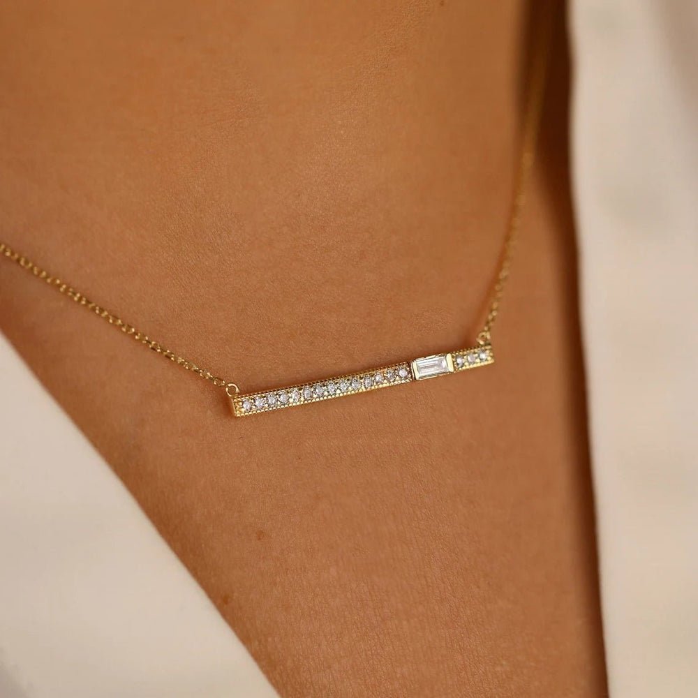 Baguette Natural Diamond Bar Necklace