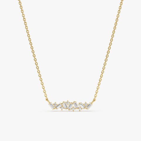 Baguette Natural Diamond Cluster Necklace