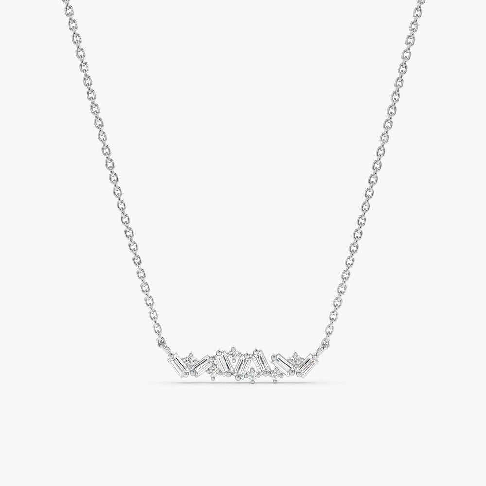Baguette Natural Diamond Cluster Necklace