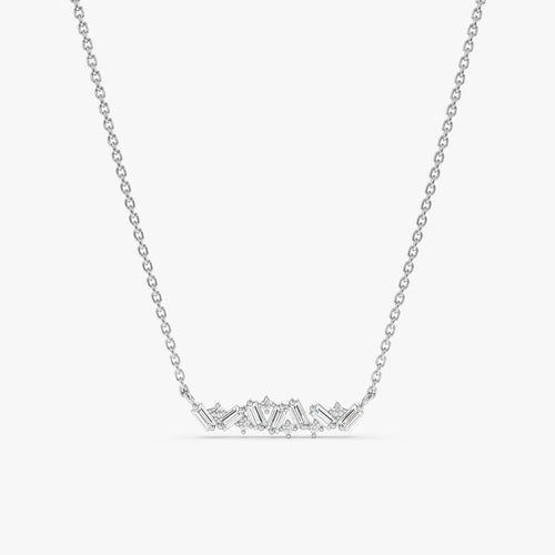 Baguette Natural Diamond Cluster Necklace