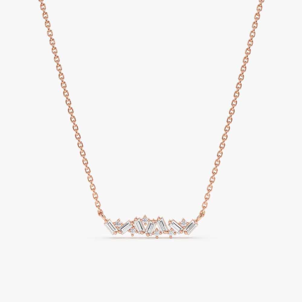 Baguette Natural Diamond Cluster Necklace