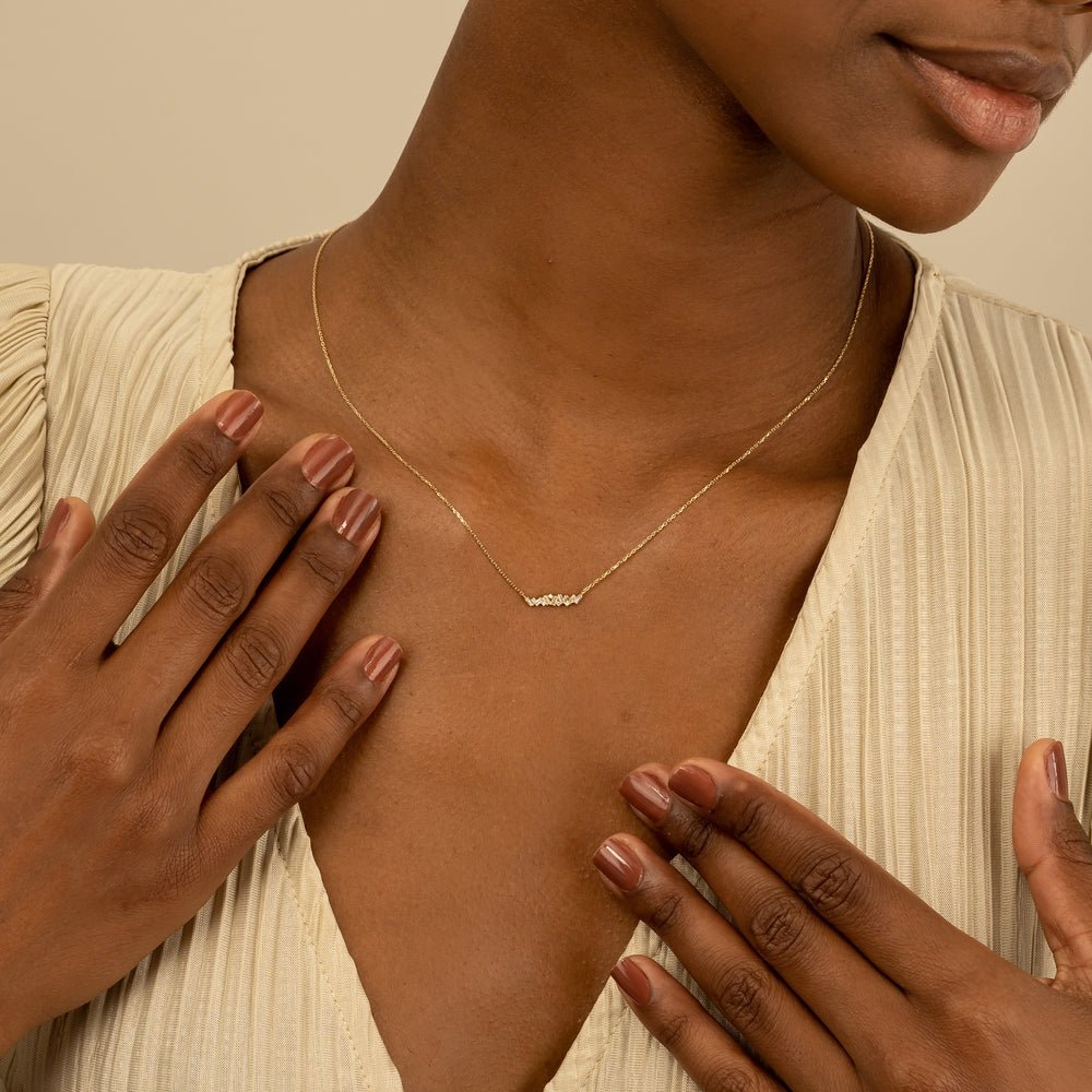 Baguette Natural Diamond Cluster Necklace