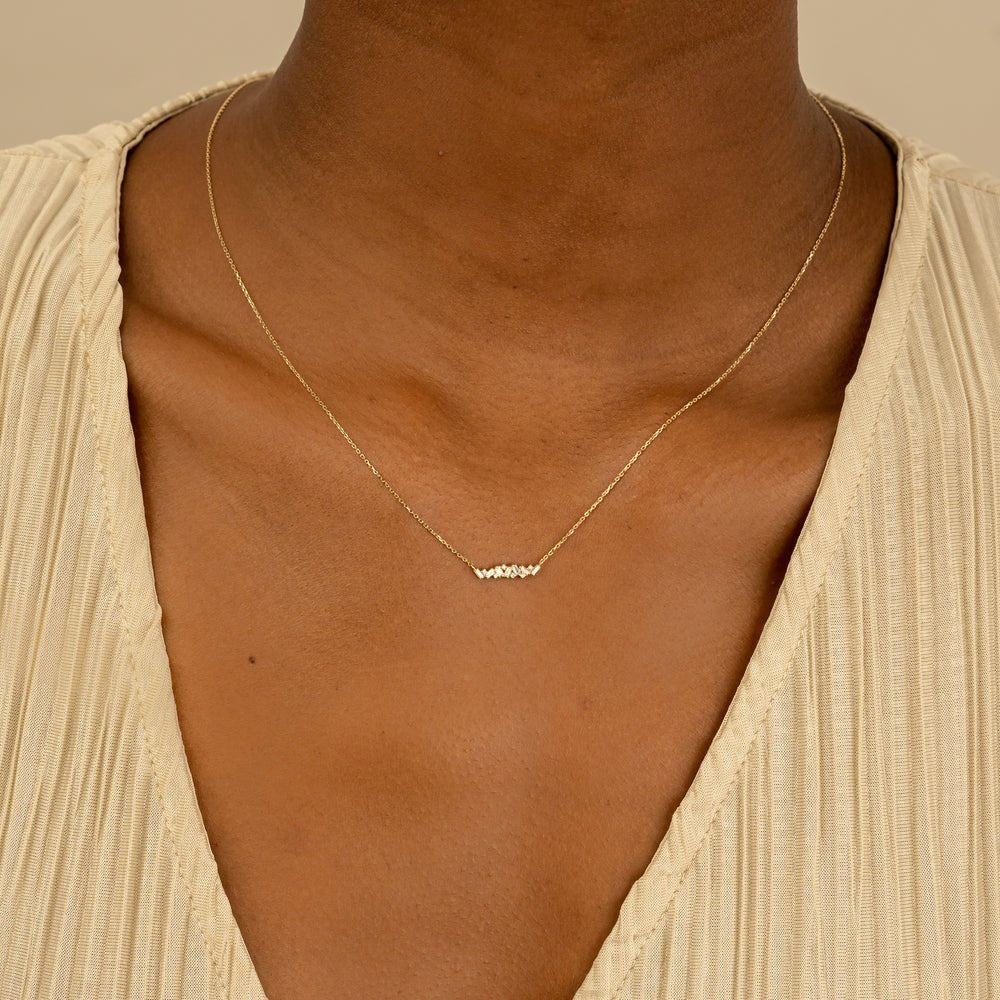 Baguette Natural Diamond Cluster Necklace