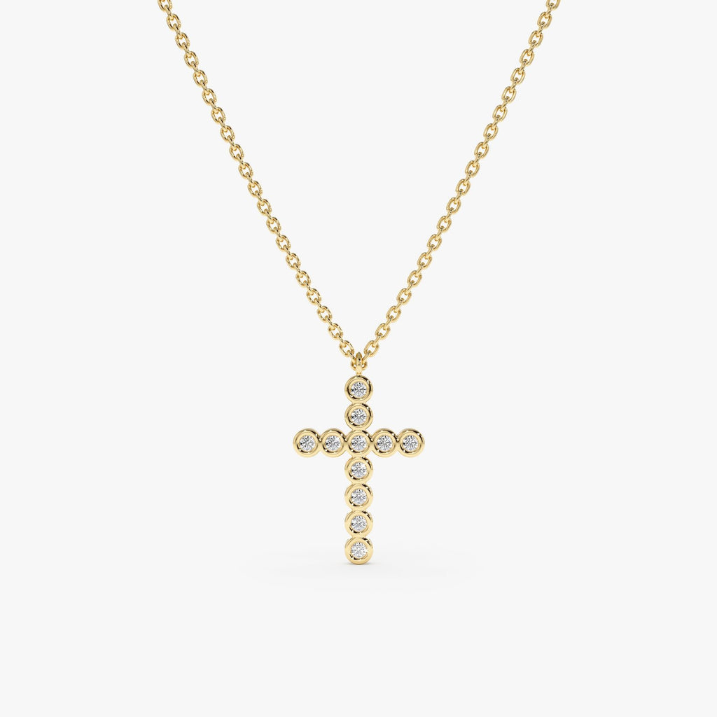 Bezel Diamond Cross Necklace