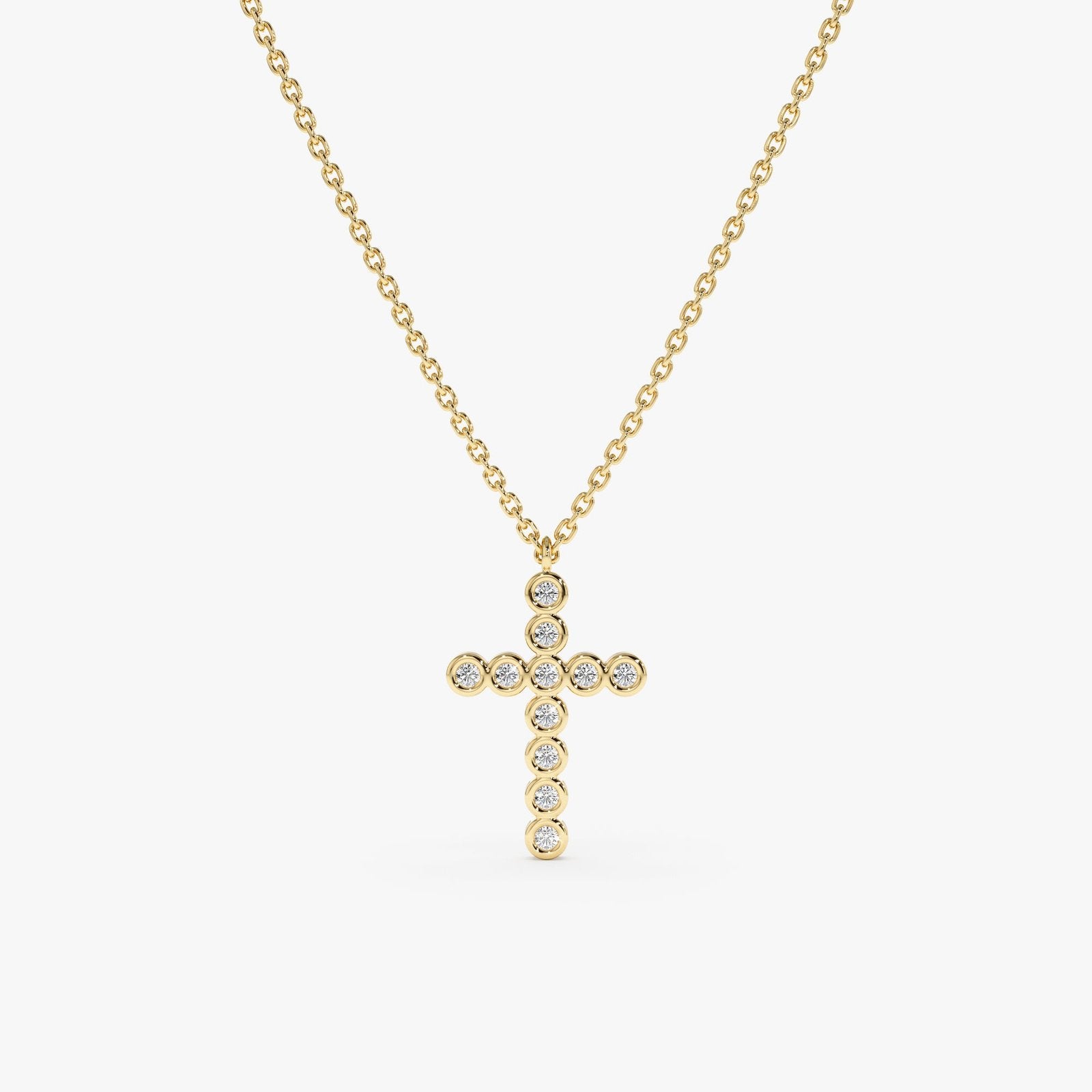 Bezel Diamond Cross Necklace