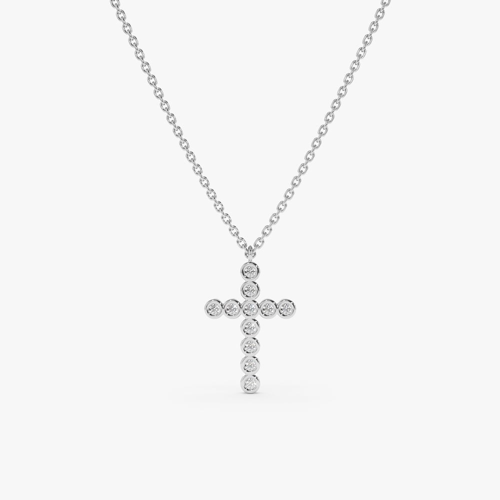 Bezel Diamond Cross Necklace