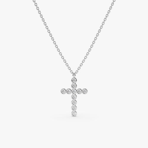 Bezel Diamond Cross Necklace