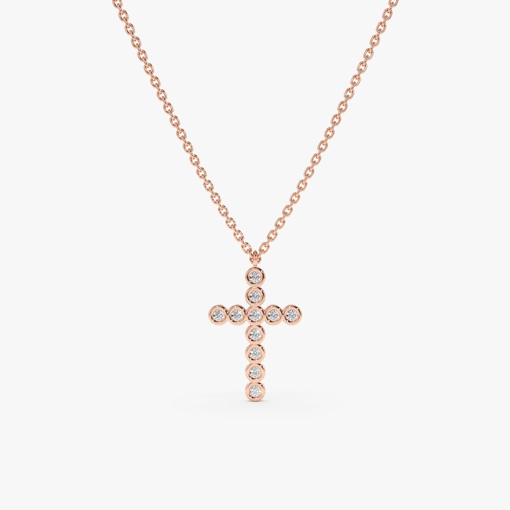 Bezel Diamond Cross Necklace
