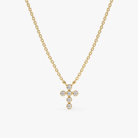 Bezel Natural Diamond Mini Cross Necklace