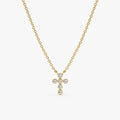Bezel Natural Diamond Mini Cross Necklace