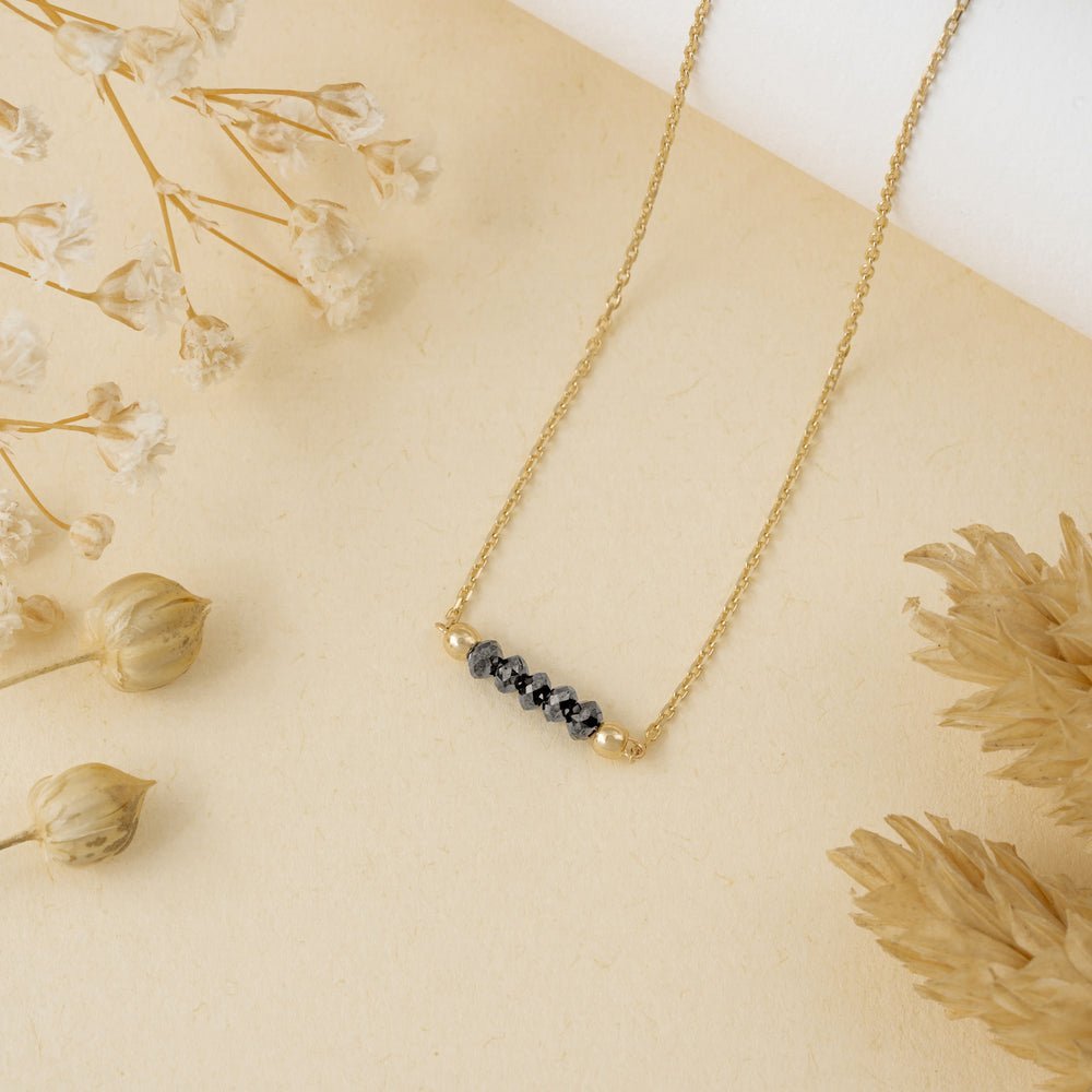 Black Diamond Beaded Bar Necklace
