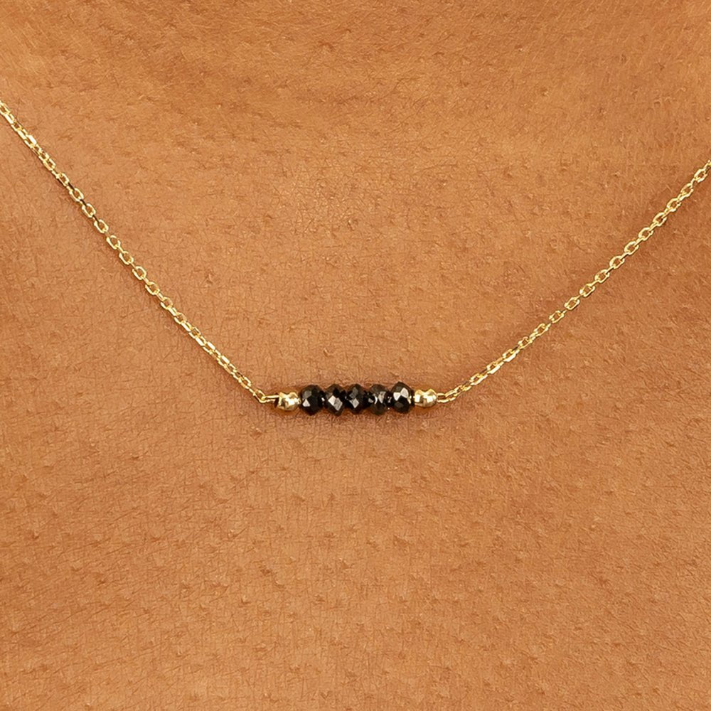 Black Diamond Beaded Bar Necklace