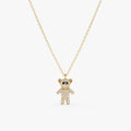 Black & White Diamond Teddy Bear Necklace