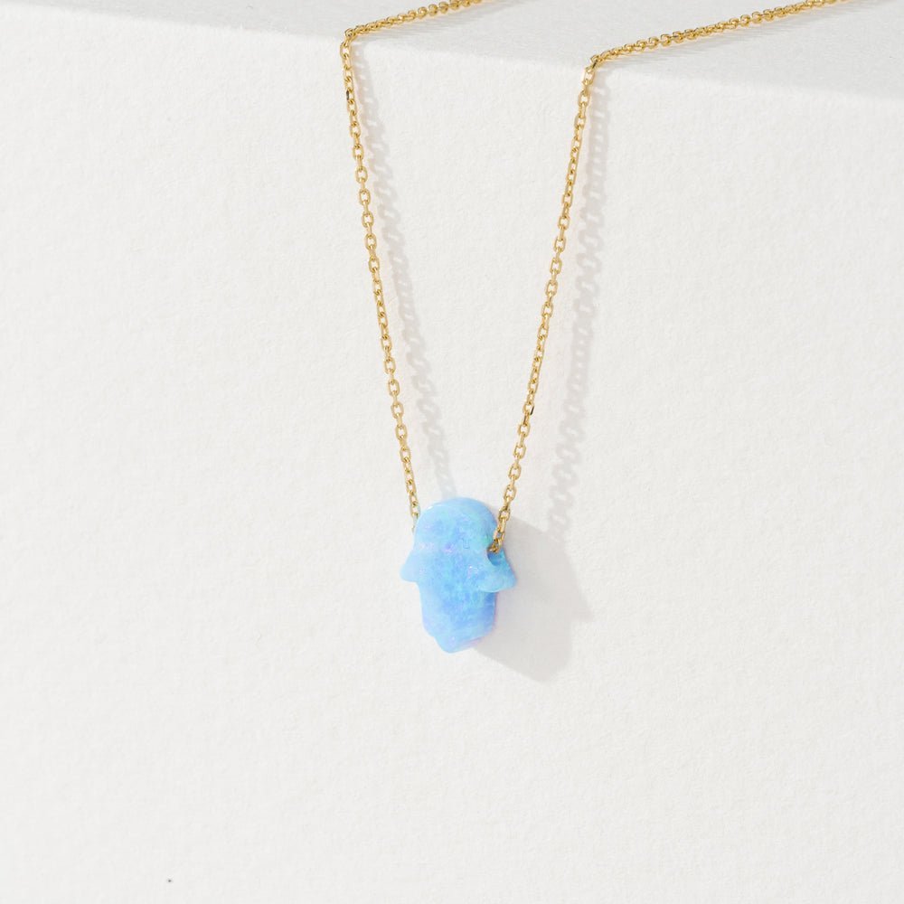 Blue Opal Hamsa Necklace
