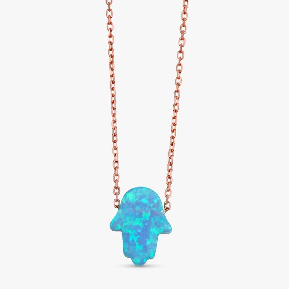 Blue Opal Hamsa Necklace