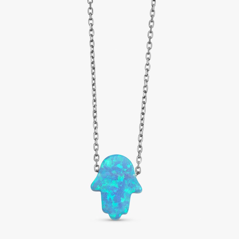 Blue Opal Hamsa Necklace
