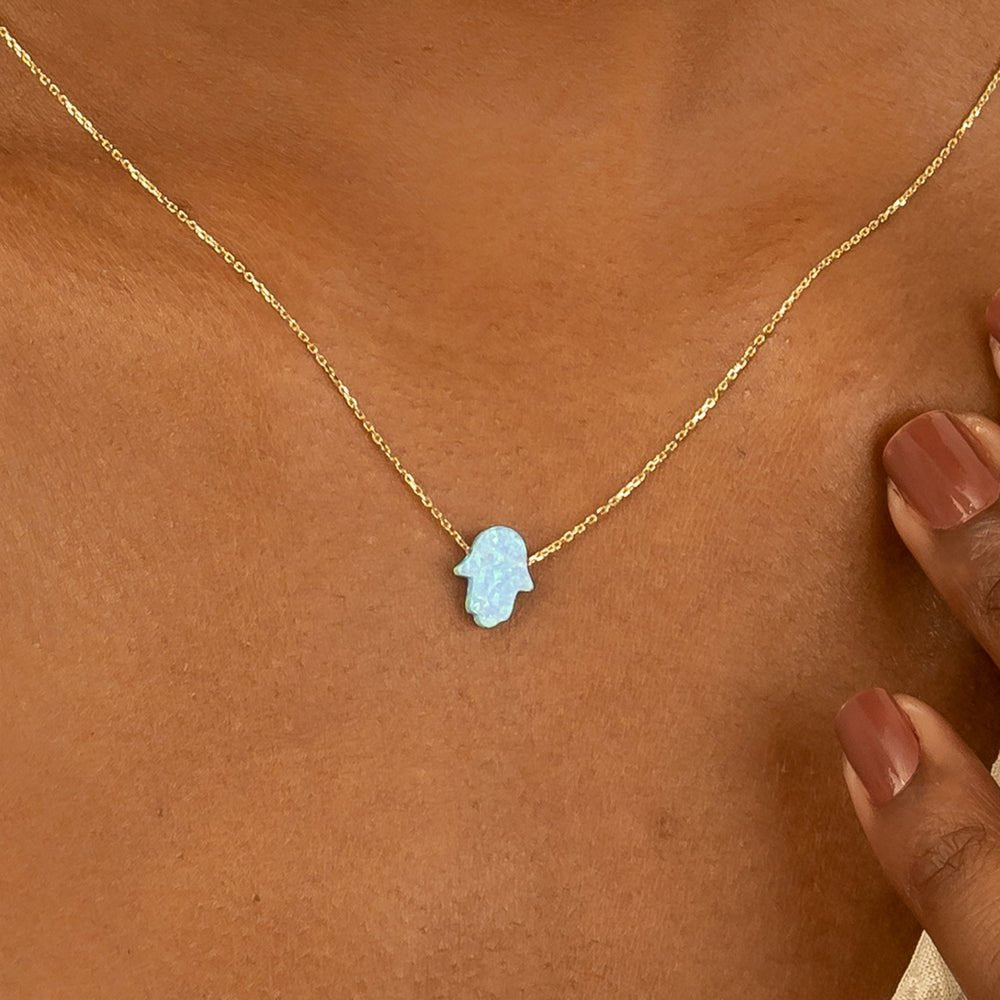Blue Opal Hamsa Necklace