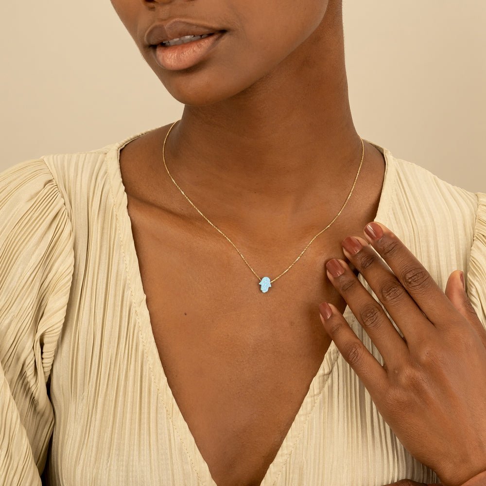 Blue Opal Hamsa Necklace