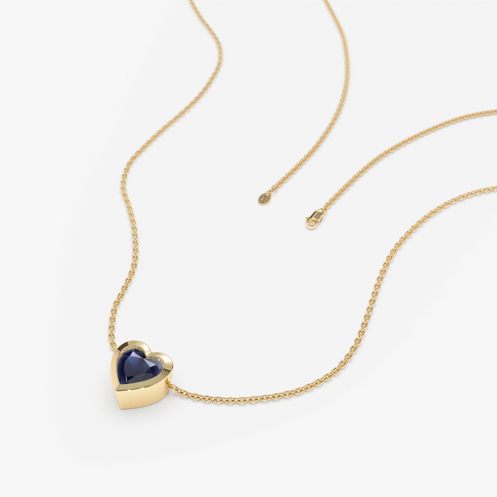 Blue Sapphire Heart Necklace
