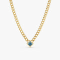 Blue Topaz Cuban Chain Necklace
