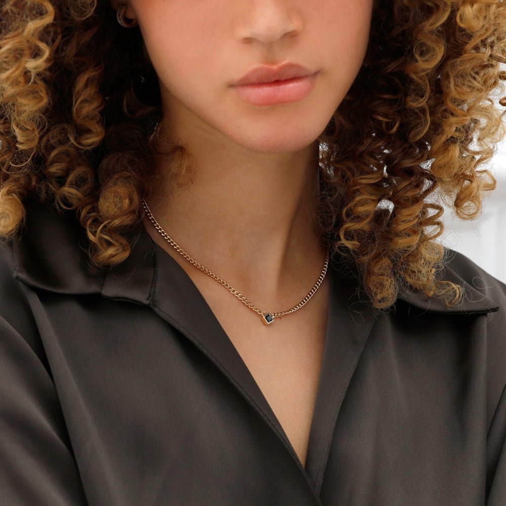Blue Topaz Cuban Chain Necklace
