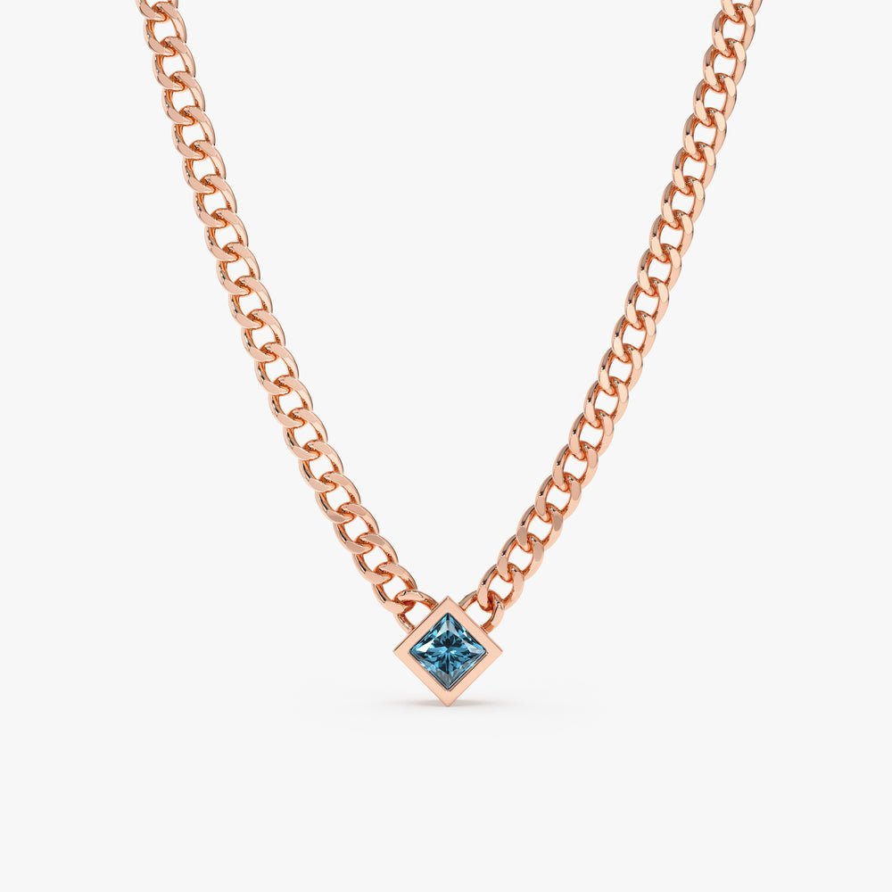 Blue Topaz Cuban Chain Necklace