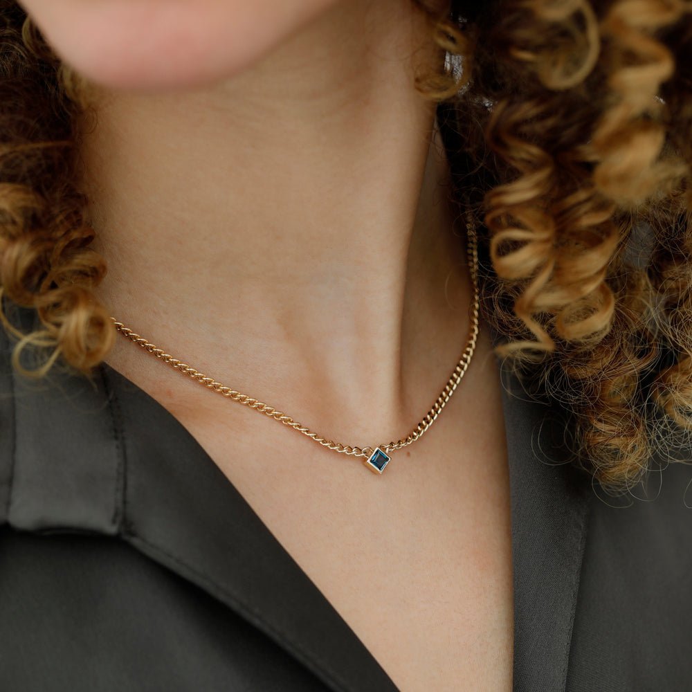 Blue Topaz Cuban Chain Necklace
